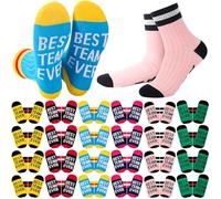 Glitopper 24 Pairs Best Team Ever Crew Socks Bulk Employee Appreciation Inspirational Gift for Women Men Staff Coworkers, Multiple Colors, One size