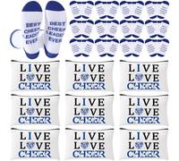 Glitopper 24 Pcs Cheerleader Team Gifts Set Best Cheerleader Ever Cheer Socks Live Love Cheer Canvas Makeup Bags Team Senior Night Gifts for Sports Events, Birthday, Women