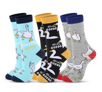 Glitopper 3 Pairs Goose Socks for Women, Novelty Funny Crazy Goose Funky Cool Causal Crew Socks, Animal Cute Gifts for Women Girl