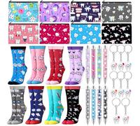 Glitopper 32 Pcs Novelty Dental Hygienist Gifts Set Include Teeth Ballpoint Pens Teeth Crew Socks Dental Assistant Makeup Bags Tooth Shape Keychains Cute Dentist Gift Bulks for Nurse Women Girls,