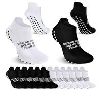 Glitopper 6 Pairs Grip Christian Socks Bible Verse Anti Slip Athletic Running Ankle Socks Elastic Low Cut with Rubber Dots Jesus Religious Faith Gifts for Men Women Football Basketball Soccer Sports,