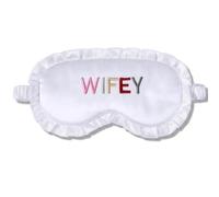 Glitopper Ruffled Bride Sleep Mask White Wifey Satin Embroidery Eye Mask Bride to Be Bridal Shower Gift Bachelorette Party Decoration Bridal Shower Accessory Wedding Day Party Favor Bridesmaid Gift