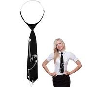 Glitopper Tie for Women Men Punk Metal Chain Necktie Adjustable Pre Tied Tie Accessories for Halloween Uniform Shirt, Black, 12.99 x 2.76 inches