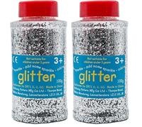 Glitter | 100 Gram tub | Shaker lid for Easy Pouring | Arts and Crafts | Glitter Art | Silver, Packaging May Vary (Pack of 2)