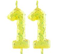 Glitter 11th Birthday Candle Number 11 Yellow Candles Cake Topper Decorations for Girl and Boy Baby Shower Anniversary Birthday Princess Party Supplies
