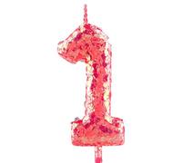Glitter 1st Birthday Candle Number 1 Red Candles Cake Topper Decorations for Girl and Boy Baby Shower Anniversary Birthday Princess Party Supplies