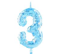 Glitter 3rd Birthday Candle Number 3 Blue Candles Cake Topper Decorations for Girl and Boy Baby Shower Anniversary Birthday Princess Party Supplies
