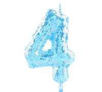 Glitter 4th Birthday Candle Number 4 Blue Candles Cake Topper Decorations for Girl and Boy Baby Shower Anniversary Birthday Princess Party Supplies