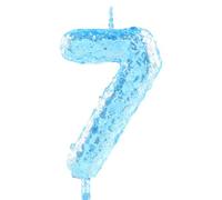 Glitter 7th Birthday Candle Number 7 Blue Candles Cake Topper Decorations for Girl and Boy Baby Shower Anniversary Birthday Princess Party Supplies