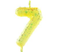 Glitter 7th Birthday Candle Number 7 Yellow Candles Cake Topper Decorations for Girl and Boy Baby Shower Anniversary Birthday Princess Party Supplies