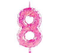 Glitter 8th Birthday Candle Number 8 Pink Candles Cake Topper Decorations for Girl and Boy Baby Shower Anniversary Birthday Princess Party Supplies