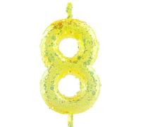 Glitter 8th Birthday Candle Number 8 Yellow Candles Cake Topper Decorations for Girl and Boy Baby Shower Anniversary Birthday Princess Party Supplies