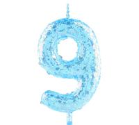 Glitter 9th Birthday Candle Number 9 Blue Candles Cake Topper Decorations for Girl and Boy Baby Shower Anniversary Birthday Princess Party Supplies