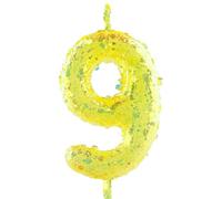Glitter 9th Birthday Candle Number 9 Yellow Candles Cake Topper Decorations for Girl and Boy Baby Shower Anniversary Birthday Princess Party Supplies