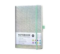 Glitter A5 Notebook, 8.3x5.7" Journal Notebooks for Work School, Note Taking, Business, Notebook With Dividers for Students, Teachers, Office, School Supplies (Silver)