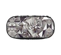 Glitter Abstract Diamond Crystal Pattern Cute Aesthetic Big Capacity Zipper Pencil Cases Pen,Portable Office Desk Organizer for Adults
