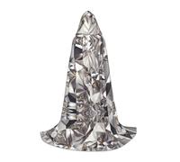 Glitter Abstract Diamond Crystal Pattern Hooded Cape For Teenagers, Unisex Cloak Robe Hooded Halloween Costume Satin Witches Vampire Cloak Fancy Dress Up Children