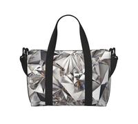Glitter Abstract Diamond Crystal Pattern Large-Capacity Travel Bag with Adjustable Shoulder Strap, Suitable for Sports, Fishing, and Fitness.