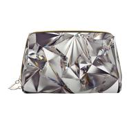 Glitter Abstract Diamond Crystal Pattern Leather Hand-Held Zipper Makeup Bag Pen Case Stationery Box Lipstick Pouch Toiletry Bag