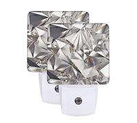 Glitter Abstract Diamond Crystal Pattern LED Night Lights 2 Pack Plug in Night Light Dusk to Dawn Sensor Night Lamp Auto-On/Off Plug into Wall Nightlights for Adults Kids Room Bedroom Bathroom Decor