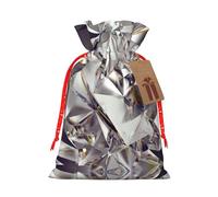 Glitter Abstract Diamond Crystal Pattern Print Christmas Drawstring Gift Bags Holiday Party Xmas Birthday Favors Present Sacks
