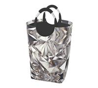 Glitter Abstract Diamond Crystal Pattern Print laundry Hamper,Round Waterproof Collapsible Storage Basket Bin For Dirty Clothes Toys