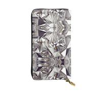 Glitter Abstract Diamond Crystal Pattern Print Leather Long Clutch Wallet â€“ Fashionable Personalized Wallet, Multiple Card Slots, Gift Ready, Black, One Size