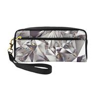 Glitter Abstract Diamond Crystal Pattern Print Pencil Case Makeup Bag for Accessory Cosmetic Stationery Toiletry Travel Companion