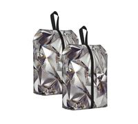 Glitter Abstract Diamond Crystal Pattern Print Unisex Travel Shoe Storage Bag Camping Lightweight Portable Organizer Pouch
