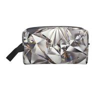 Glitter Abstract Diamond Crystal Pattern Printed 600D Oxford Storage Pouch, Portable Large Travel Bag for Toiletries and Daily Items