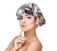 Glitter Abstract Diamond Crystal Pattern Printed,Adult's Satin Sleeping Cap - Women's Elastic Sleep Bonnet, Adjustable Overnight Hair Cover