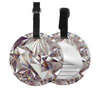 Glitter Abstract Diamond Crystal Pattern Printed,Luggage Tags Pu Leather Name Tag Travel Suitcase Identifier ID Tags Durable Baggage Label 2 pcs