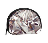 Glitter Abstract Diamond Crystal Pattern Printed, Women's Storage Bag Shell Makeup Bag Small Coin Purse Shell Change Pouch