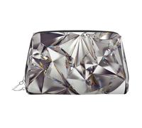 Glitter Abstract Diamond Crystal Pattern Printed Zippered Toiletry Bag, Wide Open Storage Case for Personal Care Items and Cosmetics