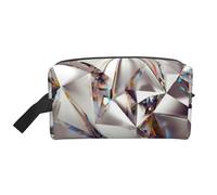 Glitter Abstract Diamond Crystal Pattern PrintedLarge Capacity Cosmetic Organizer,Travel Makeup Bag for Women