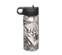 Glitter Abstract Diamond Crystal Pattern Printing Camping Hiking Hydration Canteens Leak Proof Vacuum Insulated Stainless Steel 18oz