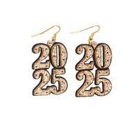 Glitter Acrylic 2025 Letter Dangle Earrings for Women Hollow 2025 Happy New Year Dangle Earrings Minimalist New Year's Party Holiday Jewelry Gifts, S, Zinc, No Gemstone