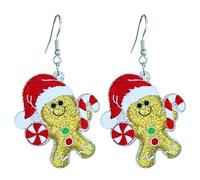 Glitter Acrylic Christmas Dangle Earrings Pink Santa Claus Snowflake Gingerbread Festive Shiny Holiday Party Jewelry Accessories Gift, Acrylic, No Gemstone