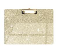 Glitter Acrylic Clipboard Horizontal, A4 Letter Standard Size, Cute Clipboards with Low Profile Clip for Drawing, Office Art Supplies - Light Gold（9" x 12.5"）