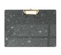 Glitter Acrylic Clipboard Horizontal, A4 Letter Standard Size, Cute Clipboards with Low Profile Clip for Drawing, Office Art Supplies - Black(9" x 12.5")