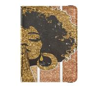 Glitter Afro Black History Poster Leather Passport and Vaccine Card Holder Combo Travel Documents Organizer Protector Passport Holder for Men and Women Waterproof