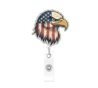 Glitter America Eagle Badge Reel 4th of July Patriotic Accessory Badge Reels Reusable Acrylic Nurse Badge Ree for Independence Day Teacher Student Healthcare Workers Festival Decor Supplies 1 Pcs