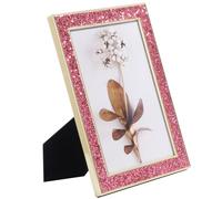 Glitter and Gold Picture Frame 5x7, Bling Glitter Photo Frame, Made of Metal and Real Glass, for Wall or Tabletop Display,Vertical & Horizontal (Pink, 5x7 inch)