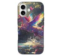 Glitter Angel Unicorm In The Creek Phone Case Compatible with iPhone 16 Plus Pro Max Shockproof TPU Protective Cover