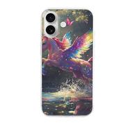 Glitter Angel Unicorm In The Creek Phone Case Compatible with iPhone 16 Plus Pro Max Shockproof TPU Protective Cover