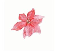Glitter Artificial Poinsettia Christmas Tree Ornaments 15cm Non-Woven Flowers for Festive Home Decoration Garland and Wreaths, 5 Pack(5pcs pink)