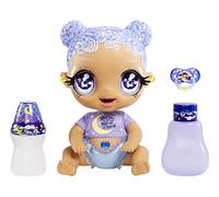 Glitter Babyz MGA Selena Stargazer Baby Doll with 3 Magic Colour Changes Through Ice Cold Water, Purple Glitter Hair, Moon and Stars Outfit, Nappy, Bottle and Dummy - For Children from 3 Years