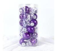 Glitter Ball Christmas Baubles, Xmas Tree Decoration 24pc, 6cm, Plastic, Gold/Red/Blue/Champagne/Green/Pink/White/Purple/Silver (purple)