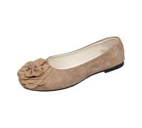 Glitter Ballet Pumps Women Size 8 And Autumn Lightweight Suede Round Toe Shallow Mouth Soft Bottom Bow Single Shoes Daily Dating Commuting Large Size Ballet Shoes Flat Shoes Blue Flat Shoes (Khaki, 4)