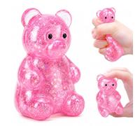 Glitter Bear Squishy Toys, Squishy Stress Balls Squeeze Toys, Sugar Squishy Slow Rising Fidget Toys for Adults Kids Stress Anxiety Relief, Autism ADHD Office, Birthday Gifts Party Favors